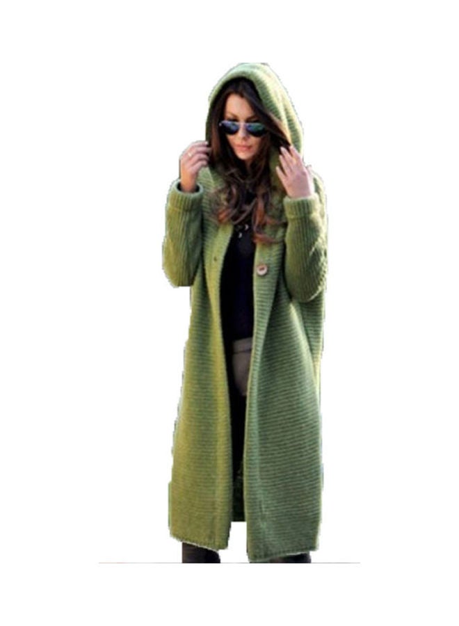 Solid Hooded Overcoat Dark Grey  - Image 3