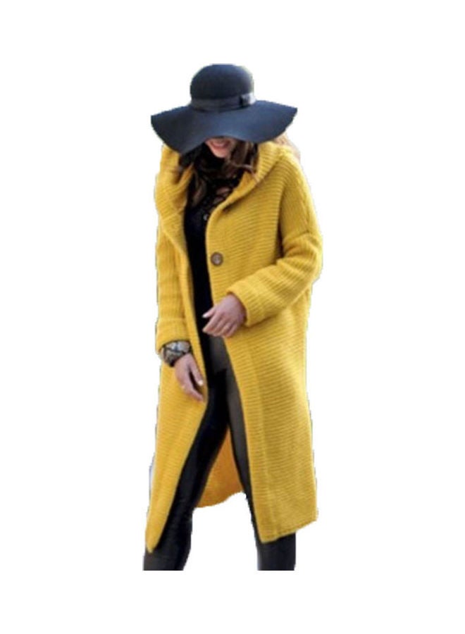 Solid Hooded Overcoat Dark Grey  - Image 2
