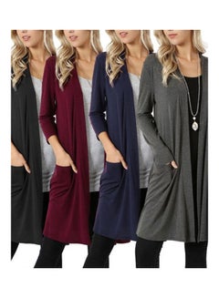 Generic Knitted Long Sleeve Cardigan Red  - Image 2