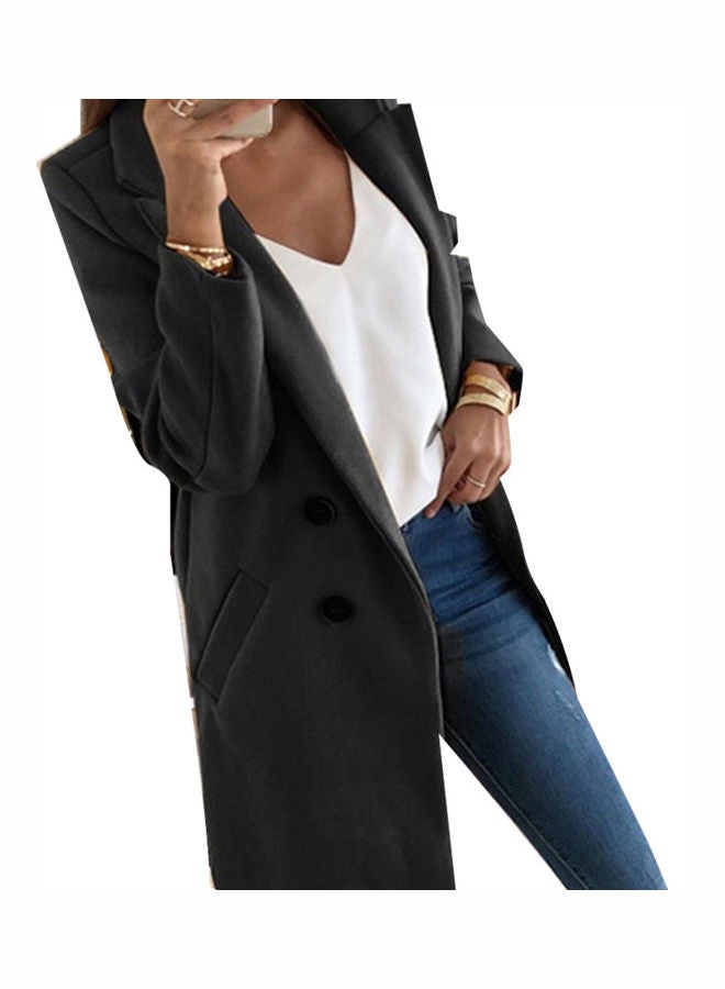 Generic - Slim Fit Pocket Button Overcoat Coat Black - Image 1