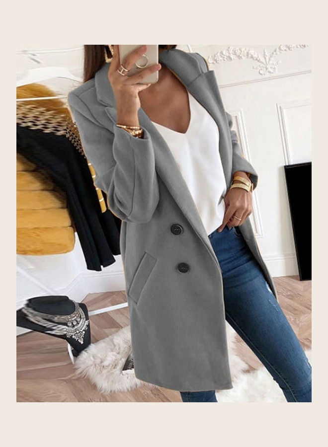 Generic - Slim Fit Pocket Button Overcoat Coat Red - Image 1