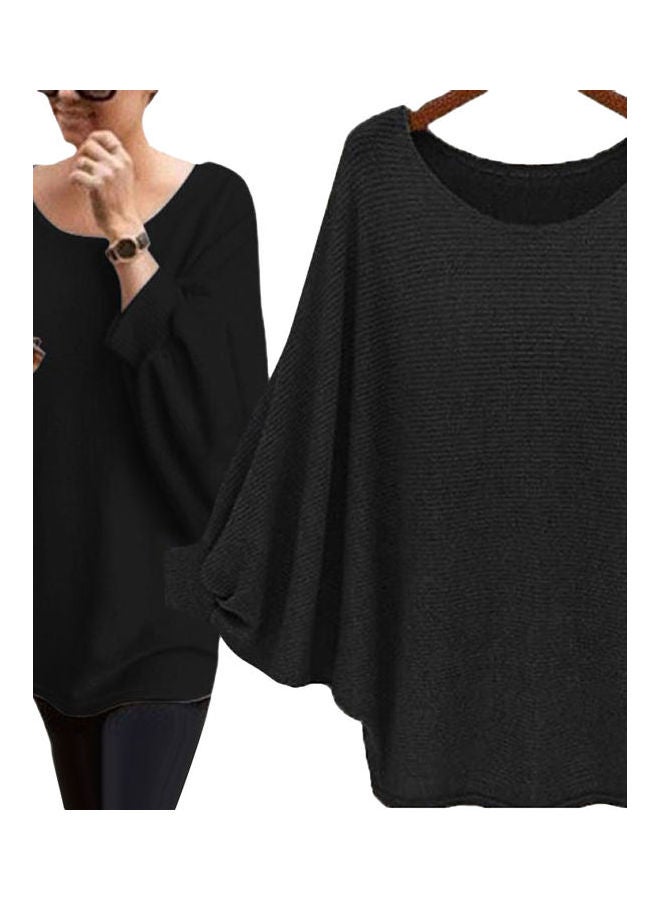 Solid Batwing Sleeves Sweater Grey - Image 5