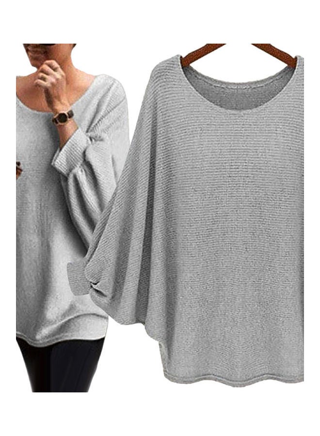 Solid Batwing Sleeves Sweater Khaki  - Image 4