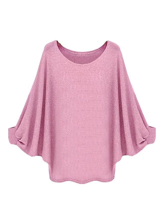 Solid Batwing Sleeves Sweater Pink  - Image 1