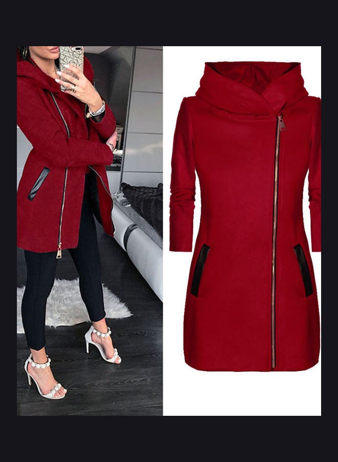 جاكيت سادة بغطاء للرأس وسحاب جانبي أسود - Image 5