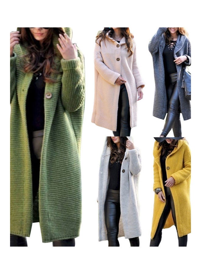 Hooded Long Sleeve Cardigan Yellow - Image 2