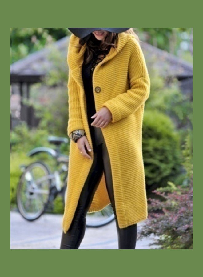 Hooded Long Sleeve Cardigan Yellow - Image 5