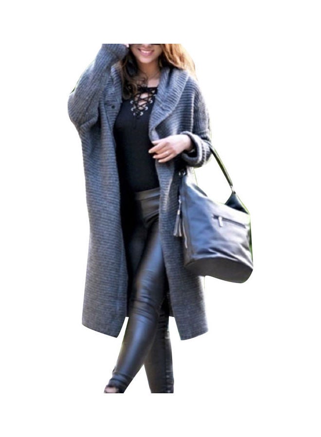 Hooded Long Sleeve Cardigan Grey - Image 1