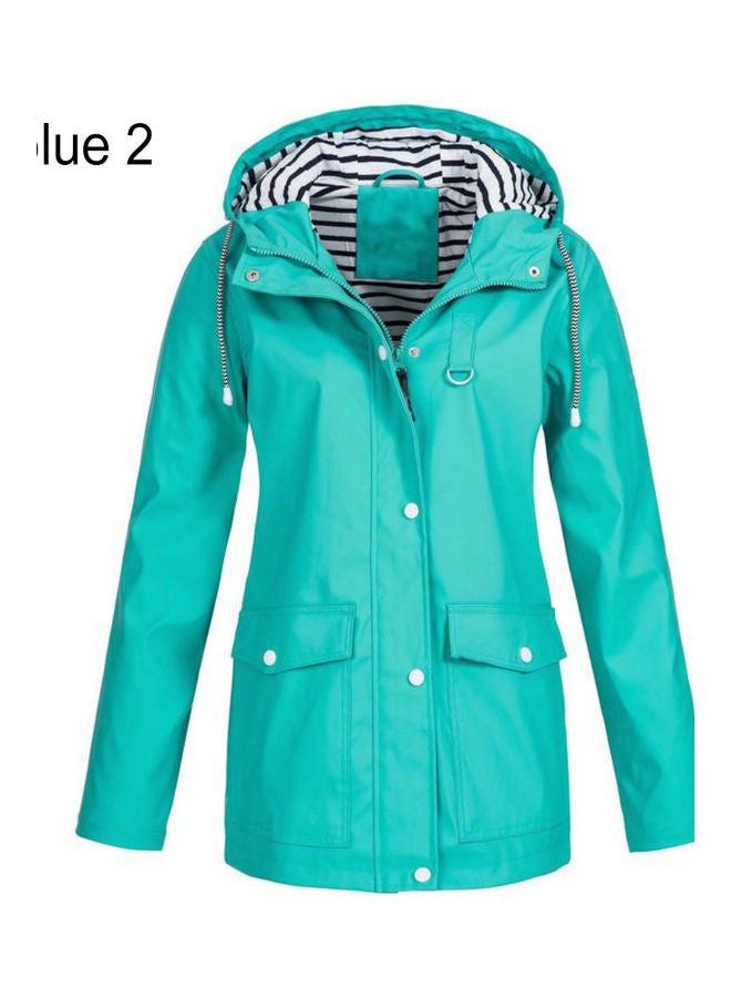 Windproof Waterproof Hooded Jacket Blue 2 - Image 1