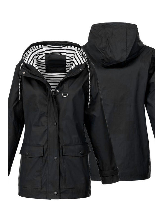 جاكيت مضاد للماء والرياح بغطاء للرأس أزرق داكن - Image 3