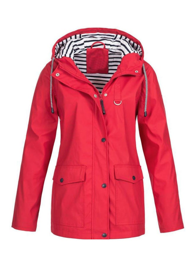 Windproof Waterproof Hooded Jacket Red - Image 1