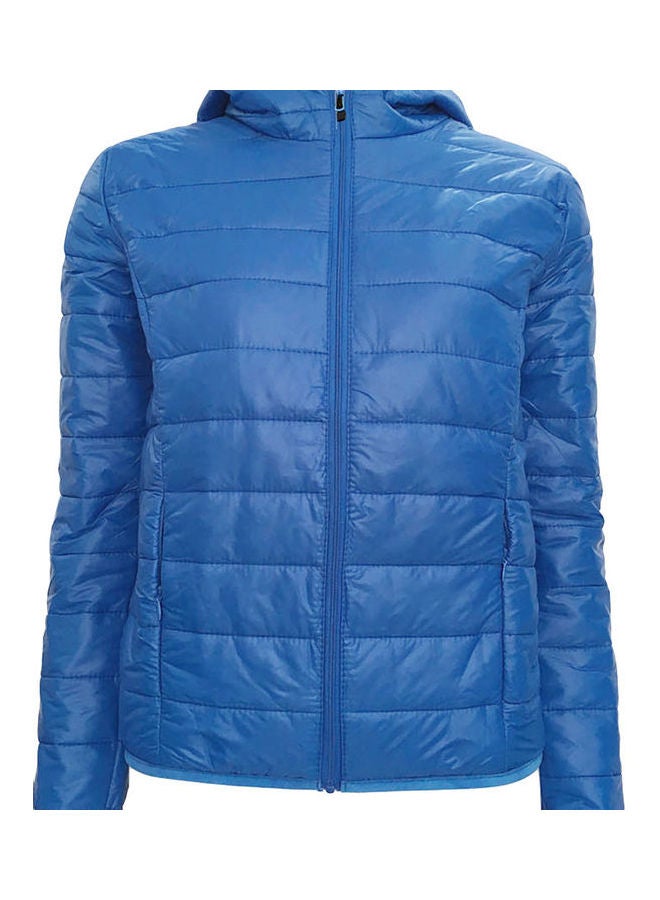 Hooded Long Sleeve Puffer Jacket Blue - Image 1