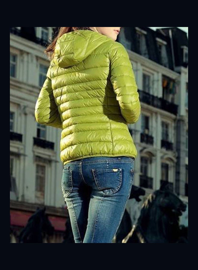 Hooded Long Sleeve Puffer Jacket Blue - Image 5
