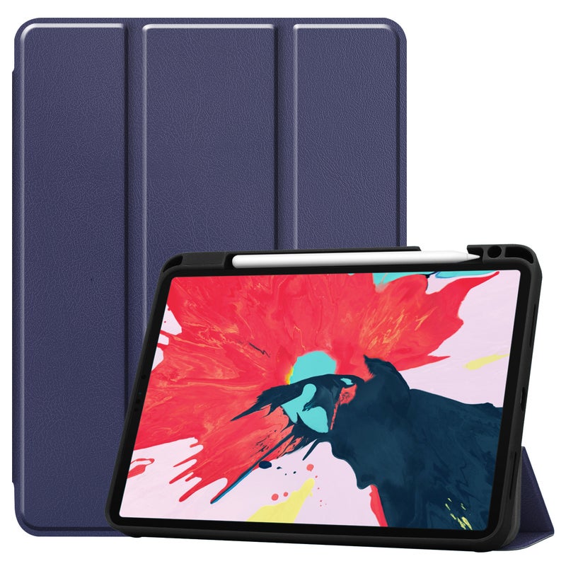 PU Leather Protective Flip Case Cover For Apple iPad Pro 11(2020) With Pencil Slot Dark Blue  - Image 1