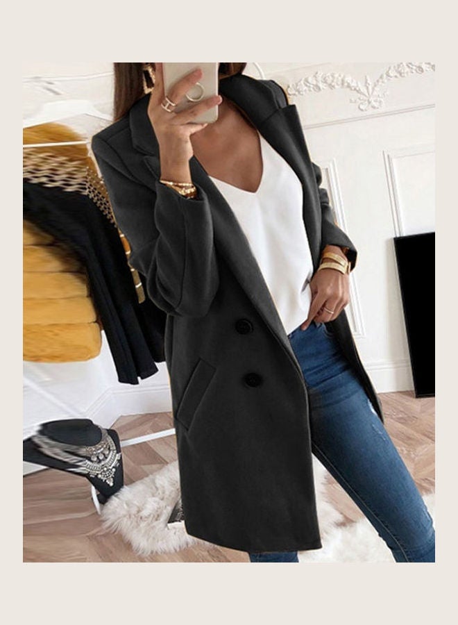 Slim Fit Pocket Button Overcoat Coat Grey