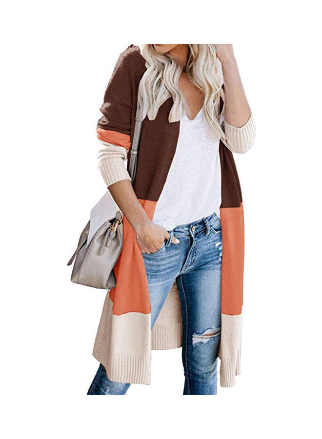 Generic - Color Block Long Sleeve Cardigan Blue - Image 1