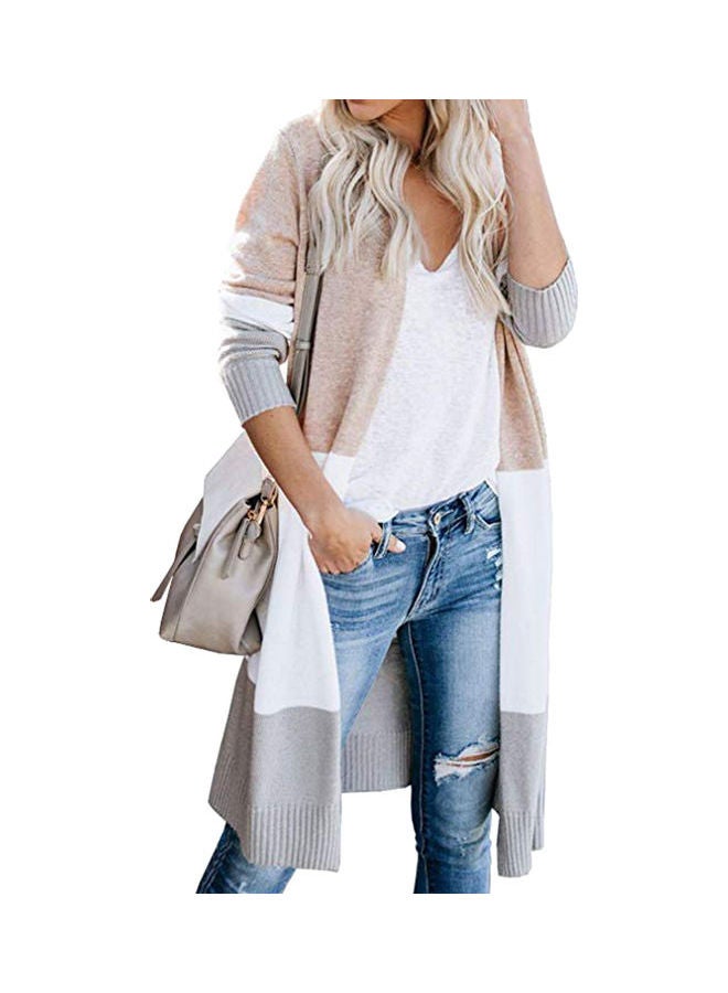 Generic - Color Block Long Sleeve Cardigan Blue - Image 1