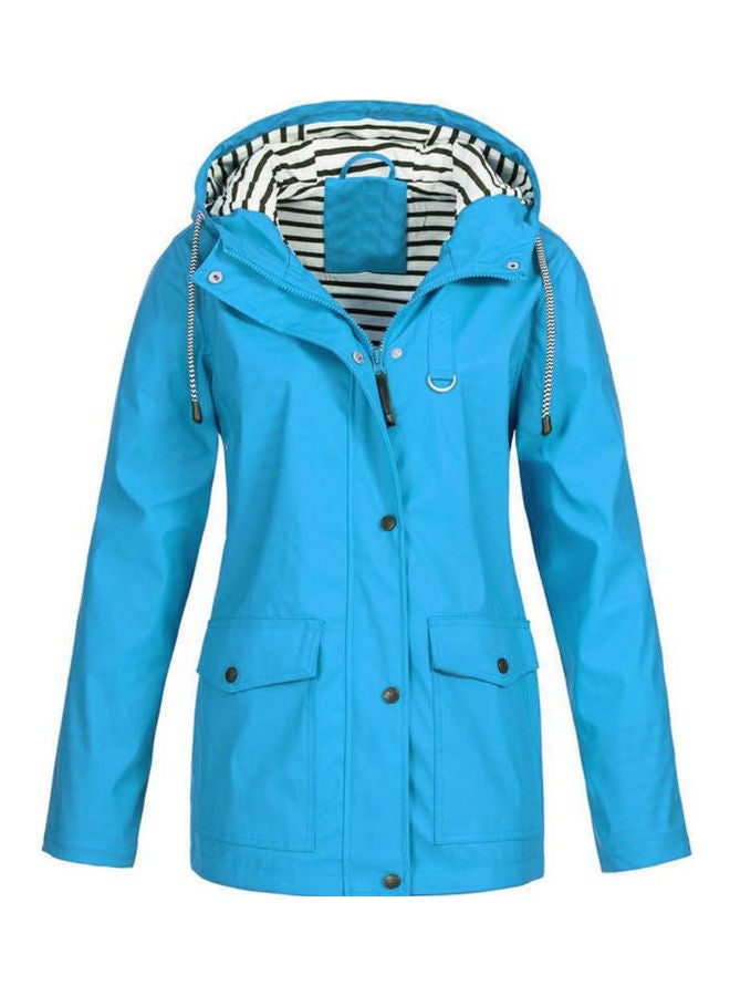 Windproof Waterproof Hooded Jacket Sky Blue - Image 1