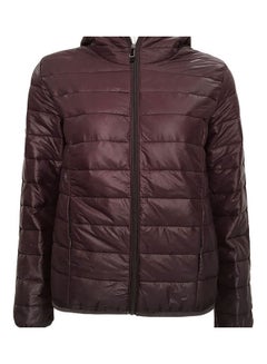 Hooded Long Sleeve Puffer Jacket Coffee