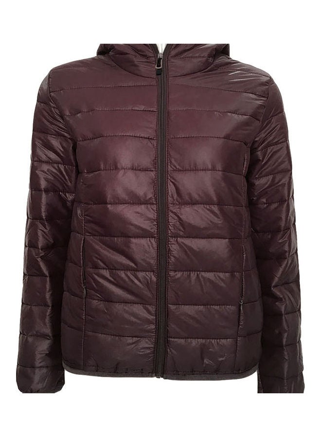 Generic - Hooded Long Sleeve Puffer Jacket Coffee - Image 1
