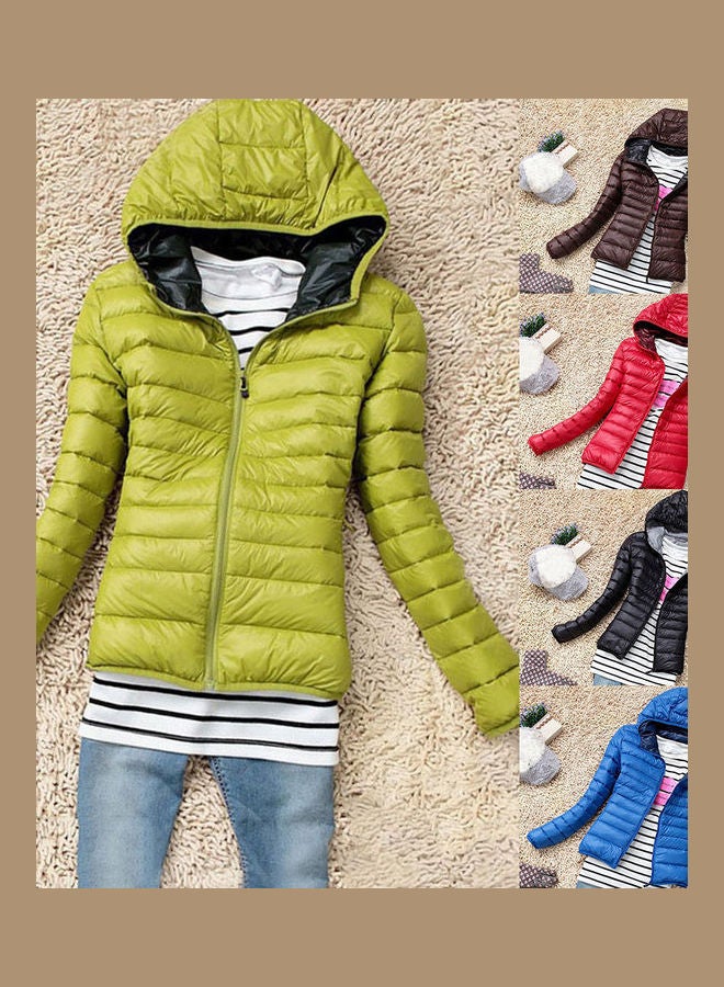 Generic - Hooded Long Sleeve Puffer Jacket Coffee - Image 1