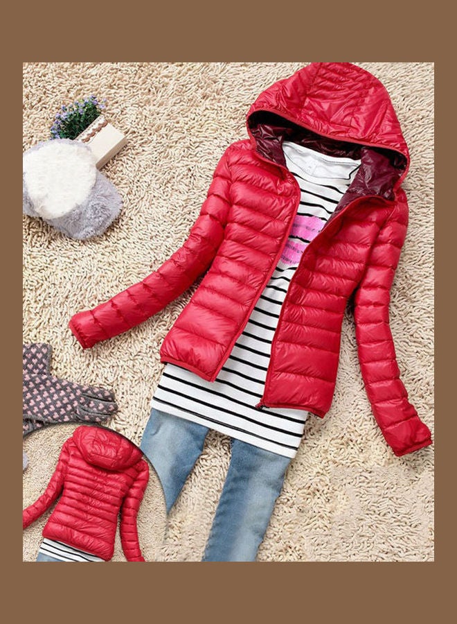 Generic - Hooded Long Sleeve Puffer Jacket Coffee - Image 1