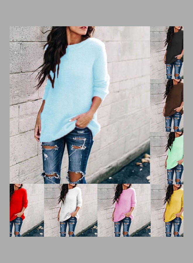 Knitted Long Sleeve Sweater Sky Blue  - Image 2