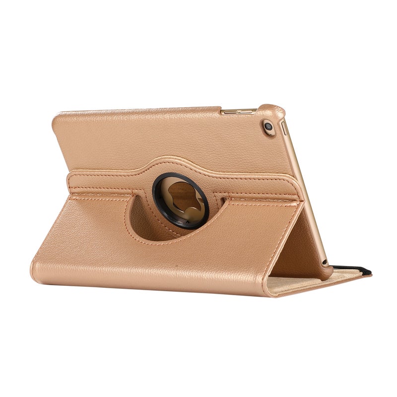Flip 360 Degree Rotating PU Leather Protective Case Cover For Apple iPad 2019 Mini 5/Mini 4 Gold - Image 1