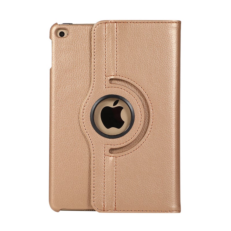 Flip 360 Degree Rotating PU Leather Protective Case Cover For Apple iPad 2019 Mini 5/Mini 4 Gold - Image 3