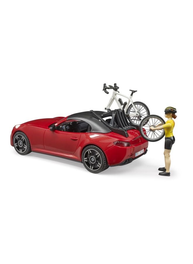 Bruder Roadster With Racing Bike And Cyclist Playset - Image 2
