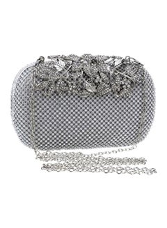 Cool Baby Crystal Studded Floral Clutch Grey/Clear  - Image 1