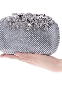 Cool Baby Crystal Studded Floral Clutch Grey/Clear  - Image 2