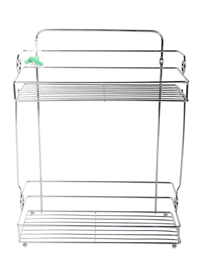 DELCASA 2 Layer Bathroom Rack Silver 28x13x35cm