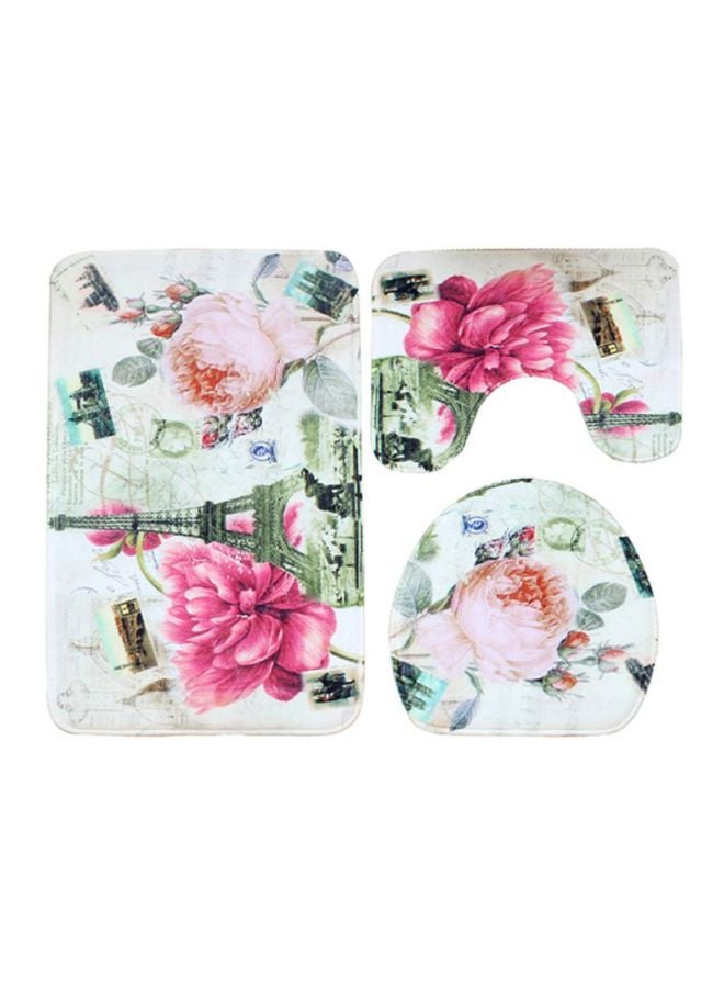 شاربدو طقم سجاجيد حمام مكون من 3 قطع أبيض/وردي/أخضر