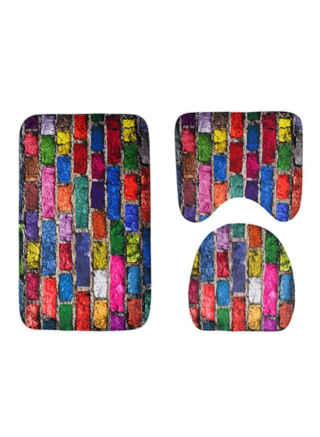 Sharpdo 3-Piece Printed Bath Mat Set Multicolour