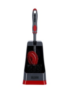 DELCASA Toilet Cleaning Brush With Holder Grey/Black/Red  - Image 2