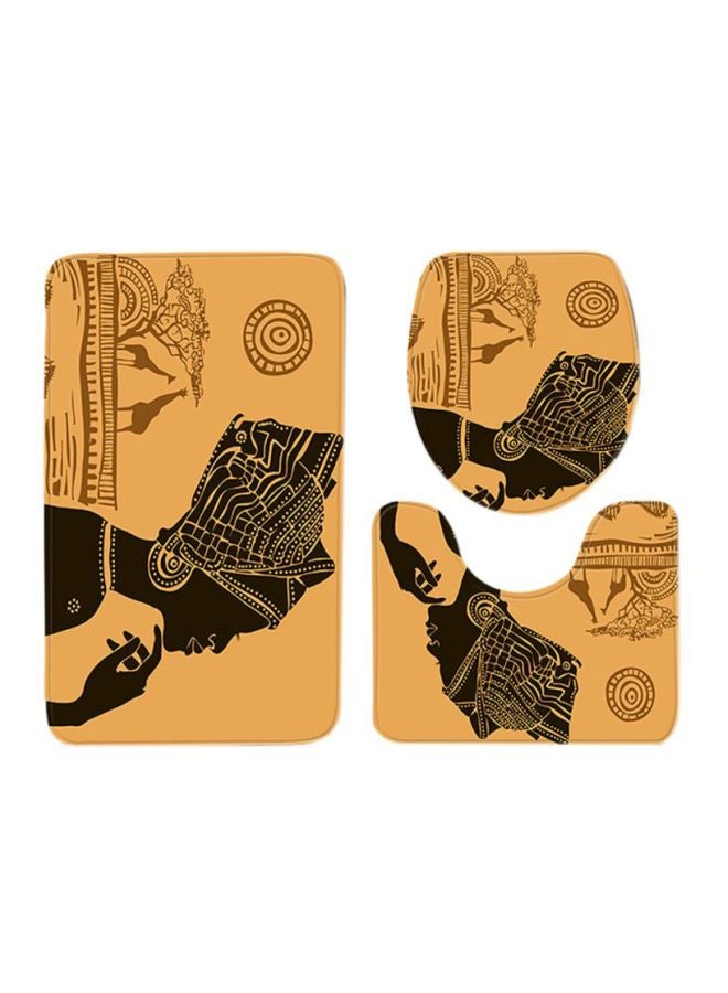 Sharpdo 3-Piece Bath Mat Set Beige/Black 75x45x1cm