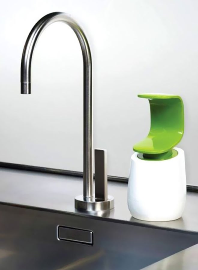 Joseph Joseph - C-Pump Soap Dispenser Bottle White/Green 19x8.5x8.5cm - Image 1