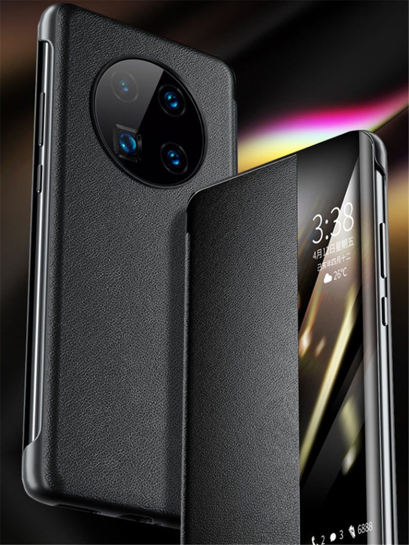 غطاء حماية من الجلد بنافذة ذكية لهاتف هواوي ميت 40 برو أسود - Image 3