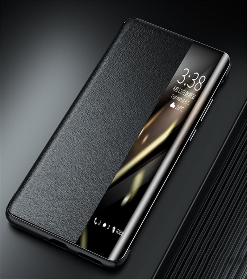 غطاء حماية من الجلد بنافذة ذكية لهاتف هواوي ميت 40 برو أسود - Image 4