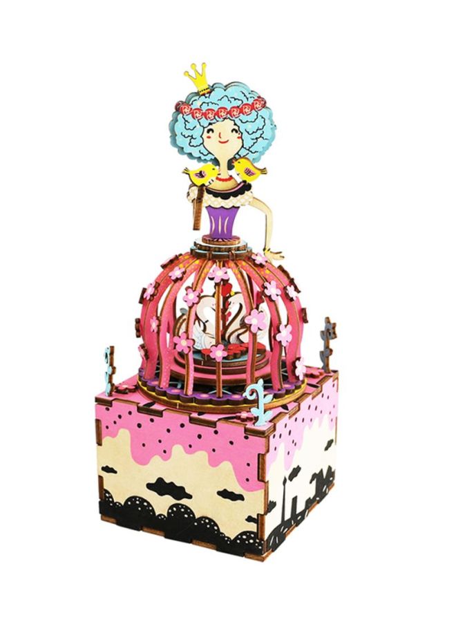 شاربدو بازل محفز للتفكير بتصميم صندوق موسيقي دوّار خشبي ثلاثي الأبعاد 7.9x7.9x19.8سم - Image 1