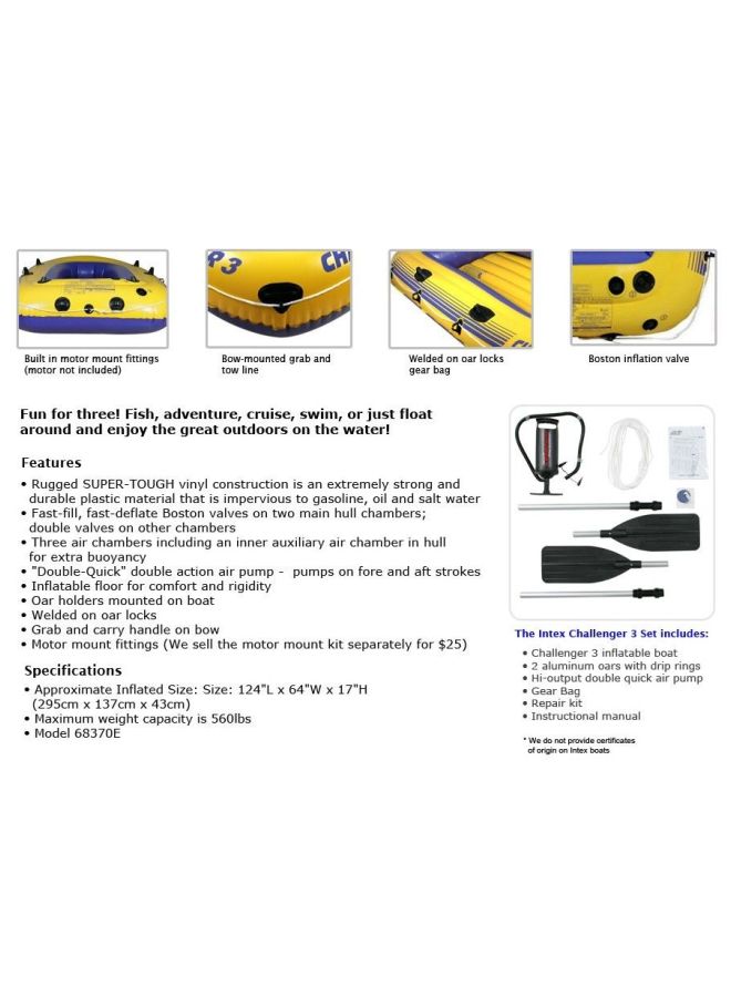 INTEX - Inflatable Challenger Boat 116x54x17inch - Image 1