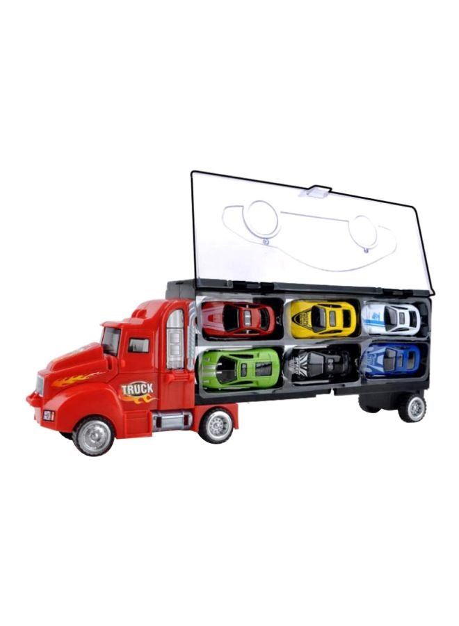 Sharpdo 1:64 Vehicles Transport Truck With 6 Die-cast Car Set 7x36x15cm - Image 1