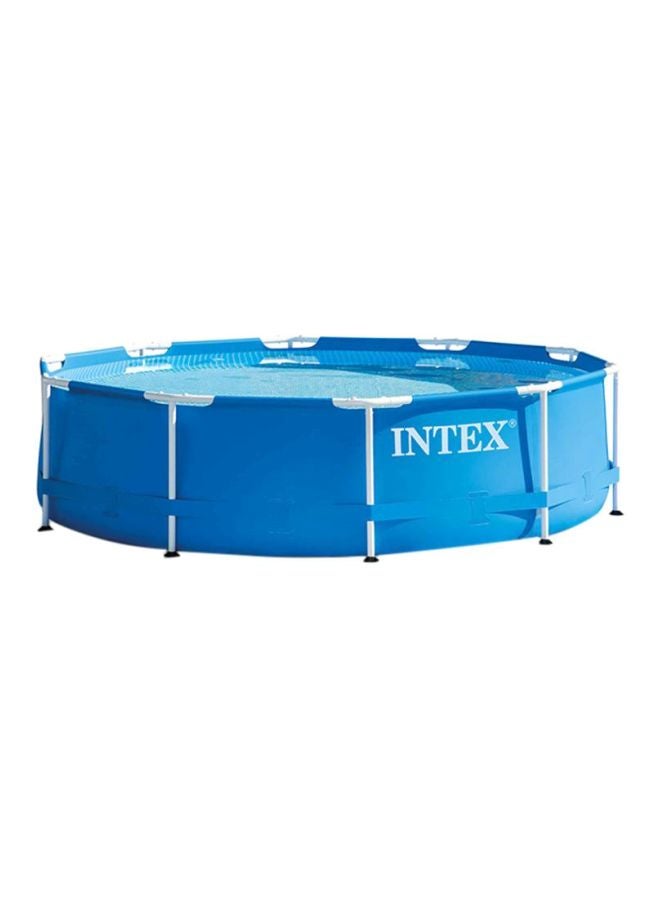 INTEX Superior Strength And Longer Durability Sturdy Circular Unisex Metal Frame Set Foldable Portable Lightweight Swimming Pool Blue Color 28200 Summer Splash Fun Water Pla 305x76cm  - Image 1