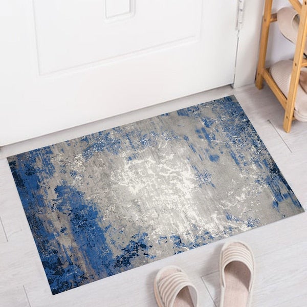 1-Piece Soft Rectangle Patchwork Floor Mat Blue 50x80cm - Image 3