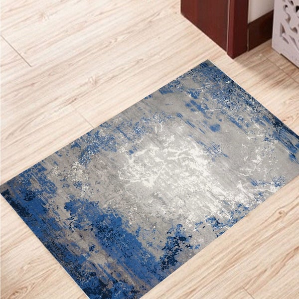 1-Piece Soft Rectangle Patchwork Floor Mat Blue 50x80cm - Image 4
