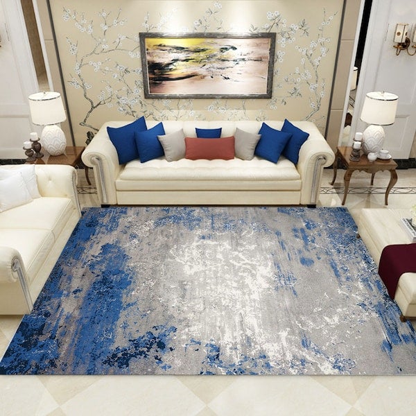 1-Piece Soft Rectangle Patchwork Floor Mat Blue 50x80cm - Image 5