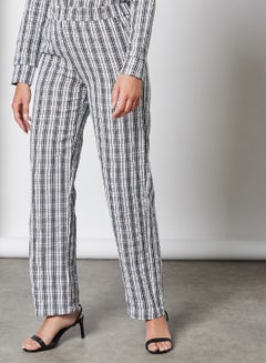 Nmannie Checkered Pattern Pants Black
