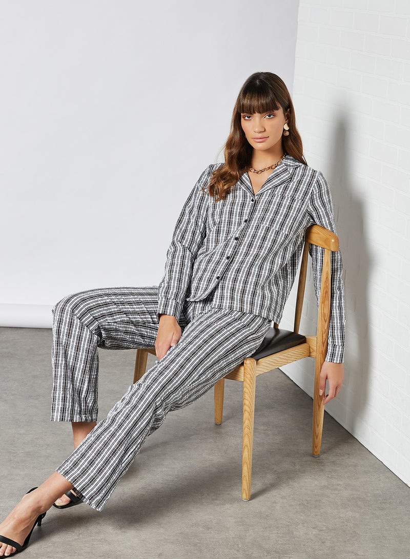 NOISY MAY - Nmannie Checkered Pattern Pants Black - Image 1