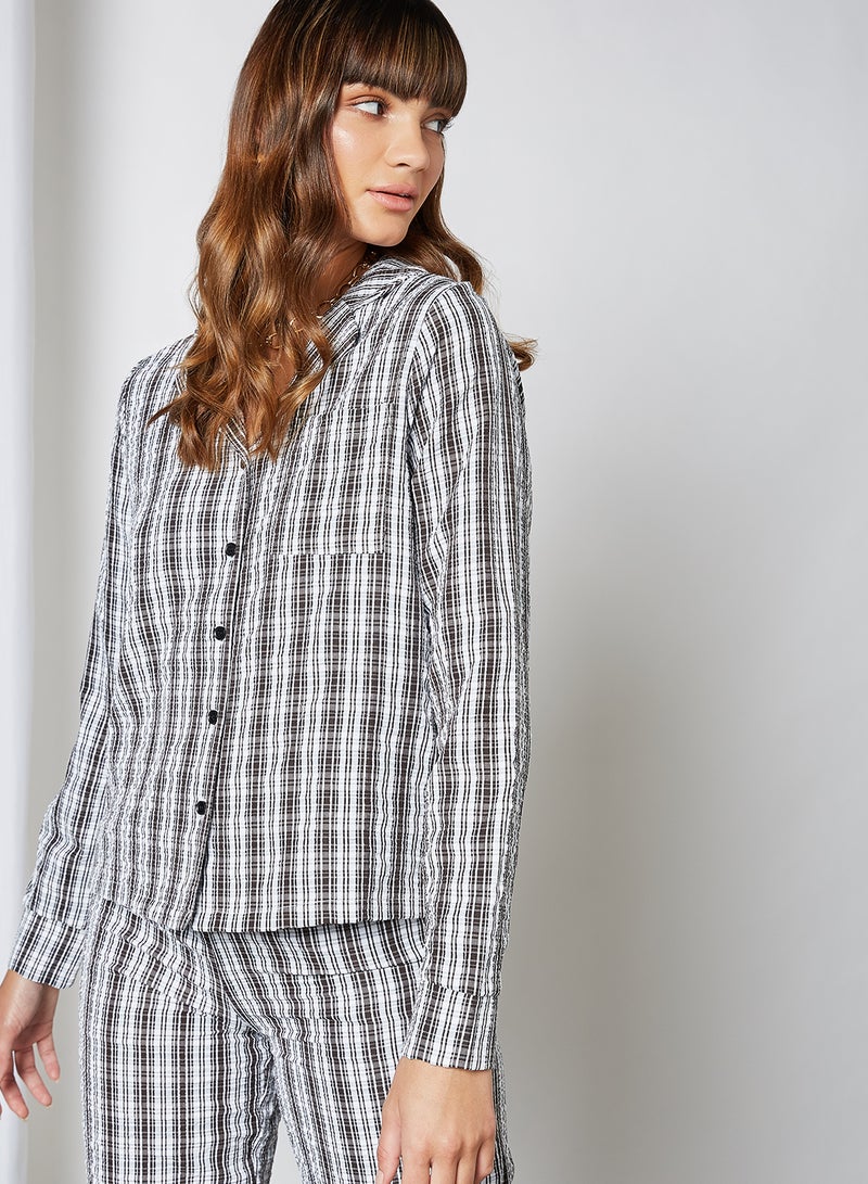 NOISY MAY Checkered Long Sleeve Shirt Black  - Image 1